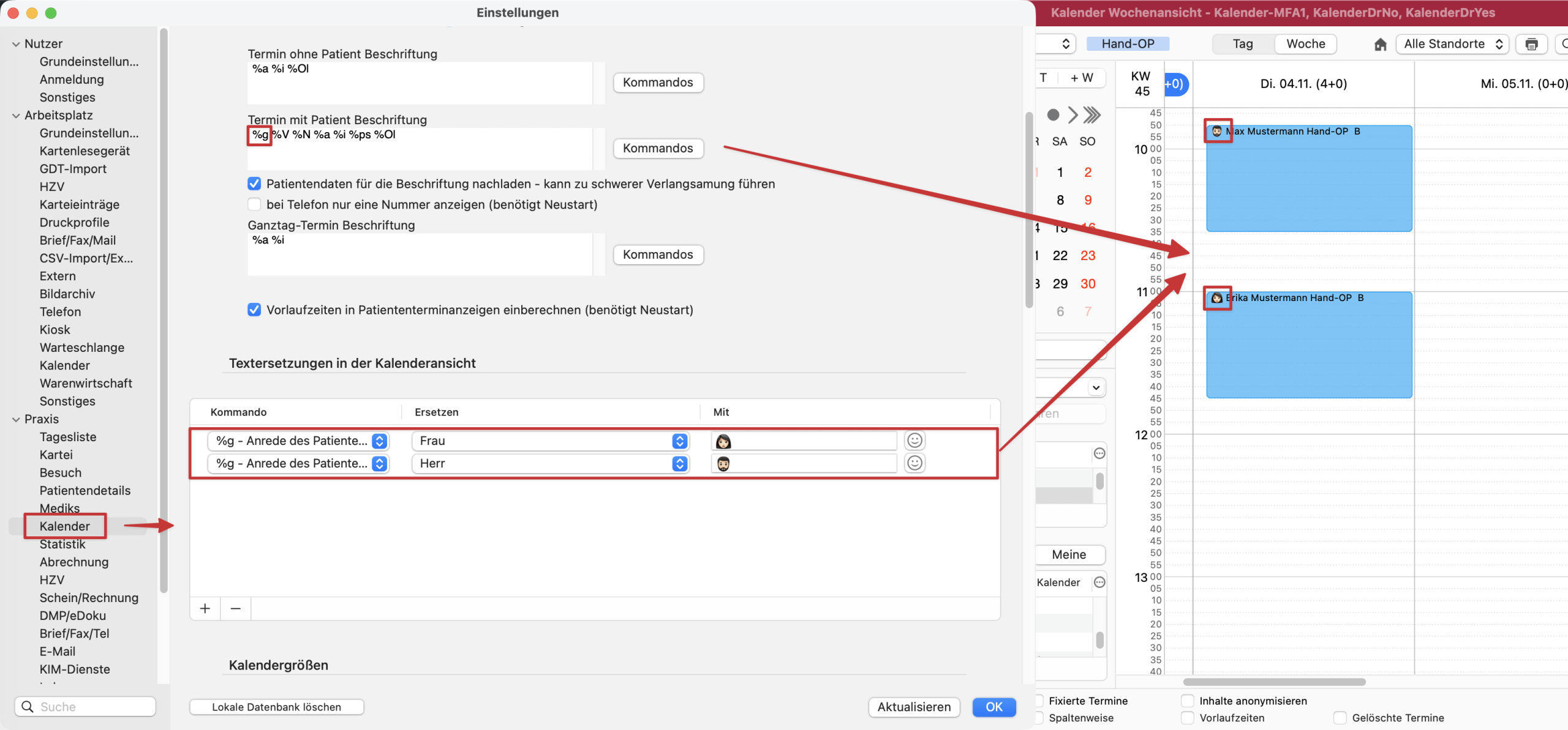 tomedo changelog 161 kalender einstellungen terminbeschriftung textersetzung emojis kalenderfenster scaled