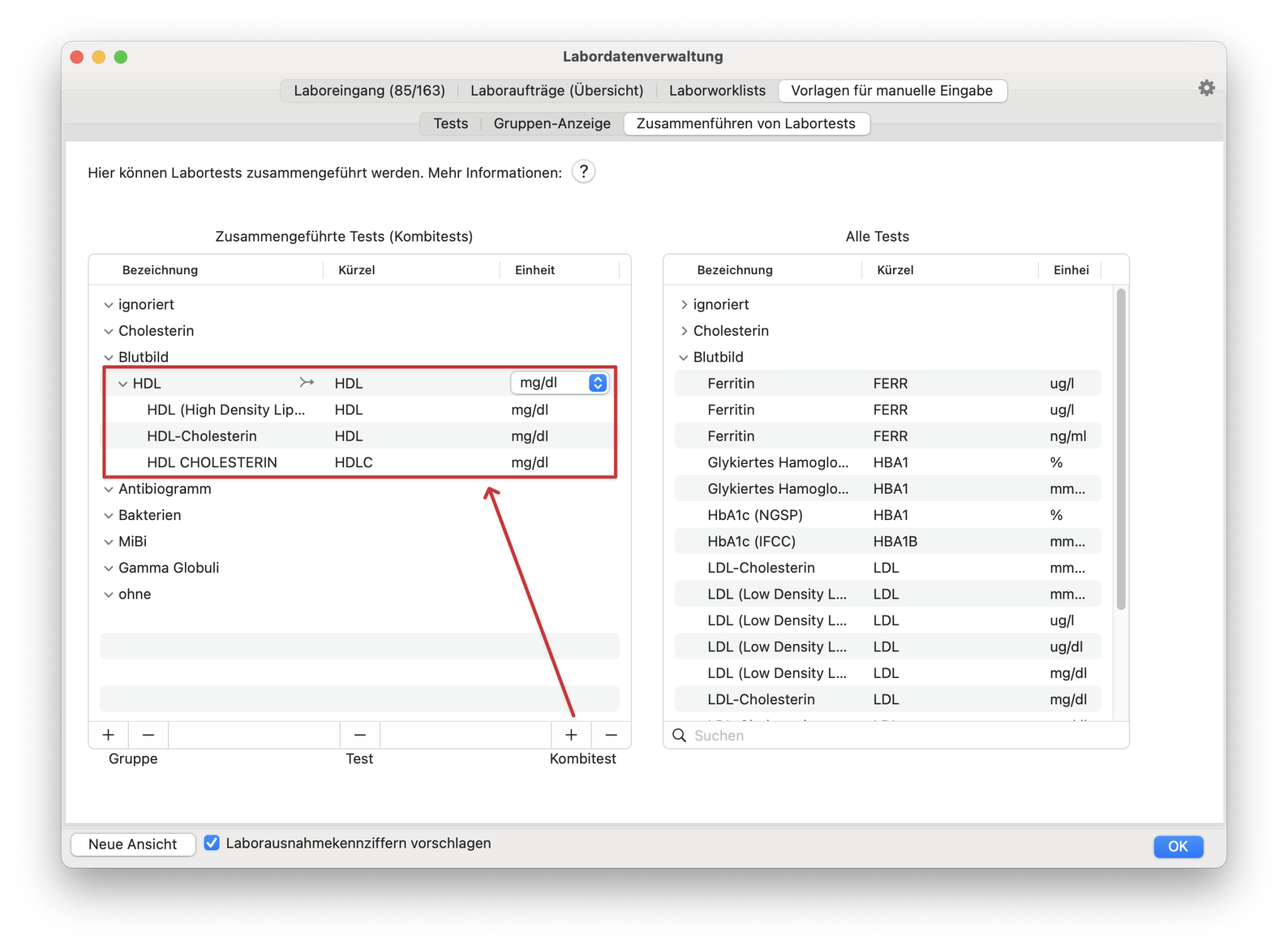 tomedo changelog 161 labor kombitest