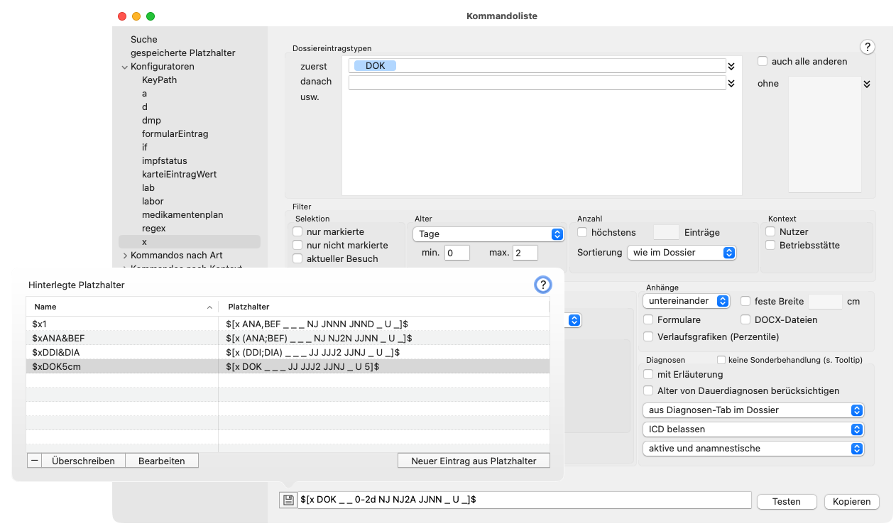 tomedo handbuch kommunikation mit aerzten patienten briefschreibung kommandos das x kommando x Platzhalter