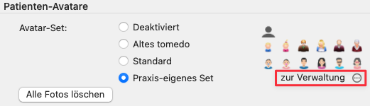 tomedo handbuch kartei bereich patient stammdaten patientenavatare einstellungen inkl Fotos loeschen